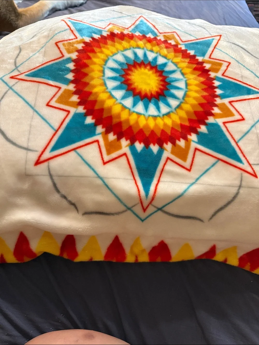 Southwestern Starburst Printed pillow shams- White, Turquoise, Red, Yellow